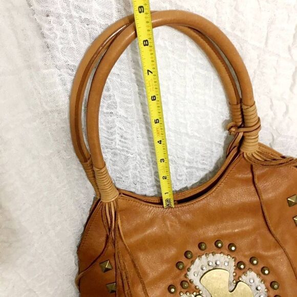 Ohh! Ashley Cross Design Brown/Tan Leather Bag - Picture 13 of 13